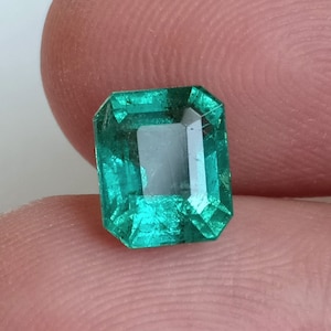 Vivid Green Blue Natural Emerald Octagon Cut 1.93 Cts / Bright Green Emerald loose, Octagon Shape Emerald / Zambian emerald / May Birthstone