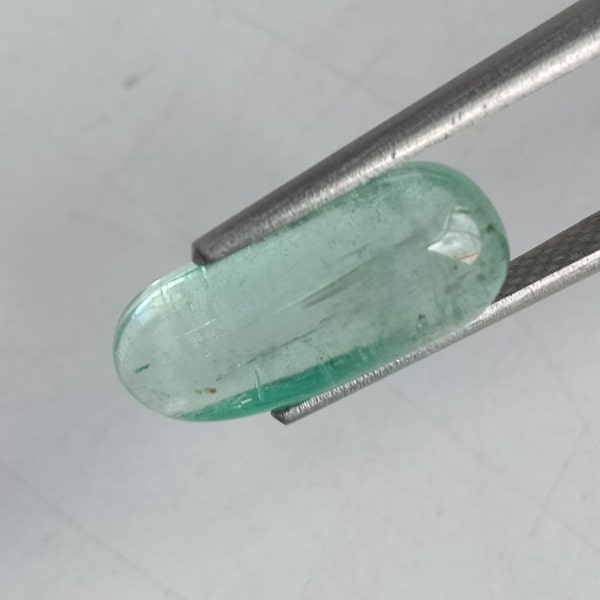 CAPSULE ! Natural Emerald Capsule Shape Gemstone, Zambia 100% Natural Emerald Loose Capsule, Mint Green Emerald Cushion,3.45 cts 13.3x5.4 mm