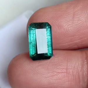 鮮やかな青みがかったグリーンのエメラルド八角形、3.50 カラットのルースエメラルドカット、リング用エメラルド、11.8 x 7.5 mm のエメラルドリング、ザンビア産エメラルド 8 角形、ギフト。