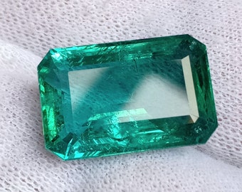 12.62 Cts IGI Certified Natural Emerald,BIG Rare Emerald Octagon,17.59x11.63x7.32 mm,Emerald Cut,Top Quality Zambian Emerald,May Birthstone