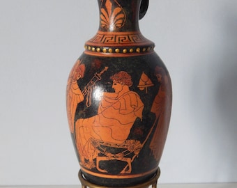 Athenian red figure ceramic Amphora, the return of Odysseus, museum copy, hand painted greek vase