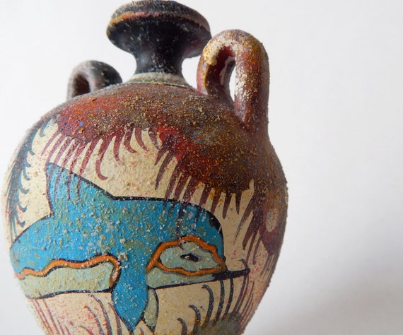 ミノア時代の陶器スタムノス - イルカ - 手描きギリシャ花瓶 - 美術館