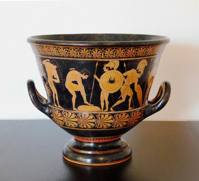 Vase Céramique Artisanal - Reproduction Du Cratère Sarpedon D'Euphronios (Guerre De Troie)