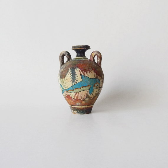 ミノア時代の陶器スタムノス - イルカ - 手描きギリシャ花瓶 - 美術館
