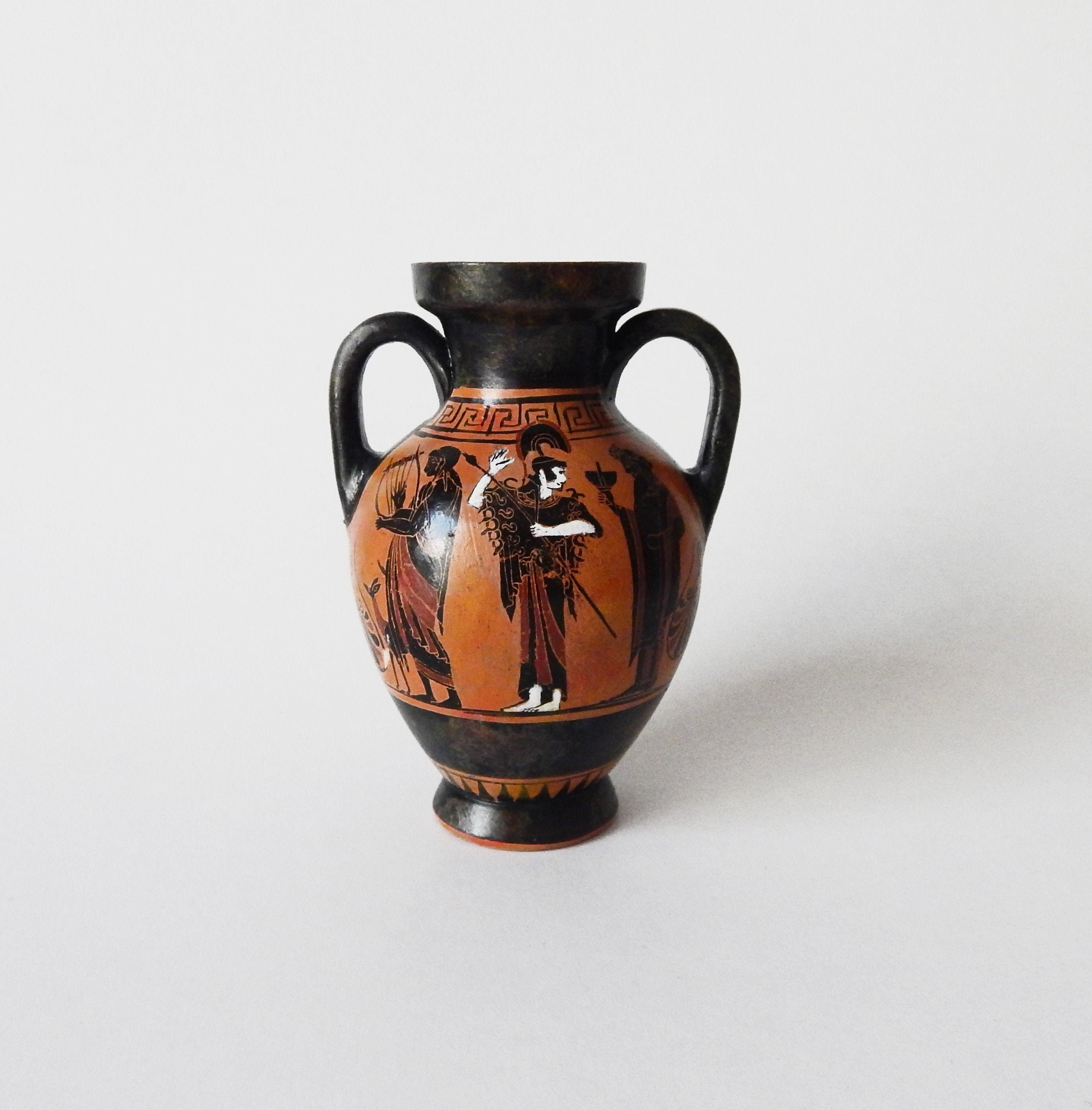 Athenian Black Figure Ceramic Amphora, Apollo, Dionysus and Athena