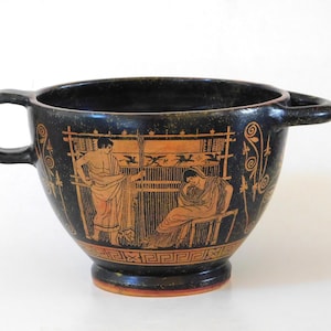 Attyka: Skyfos, Odyseusz, Penelopa, Telemach, Euryklea, ręcznie malowana kopia greckiego wazonu muzealnego