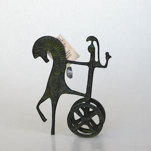 Athena On Chariot with Owl Pulled By Horse Bronze Statuette - hand made - ancient greek replica