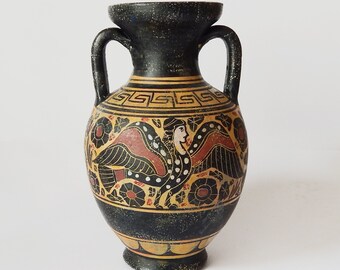 最終値下げ⭐︎古代ギリシャアンフォラ模倣　レッドクレイ陶器 コリント式陶器のアンフォラ - 古代ギリシャ陶器のレプリカ、手描き