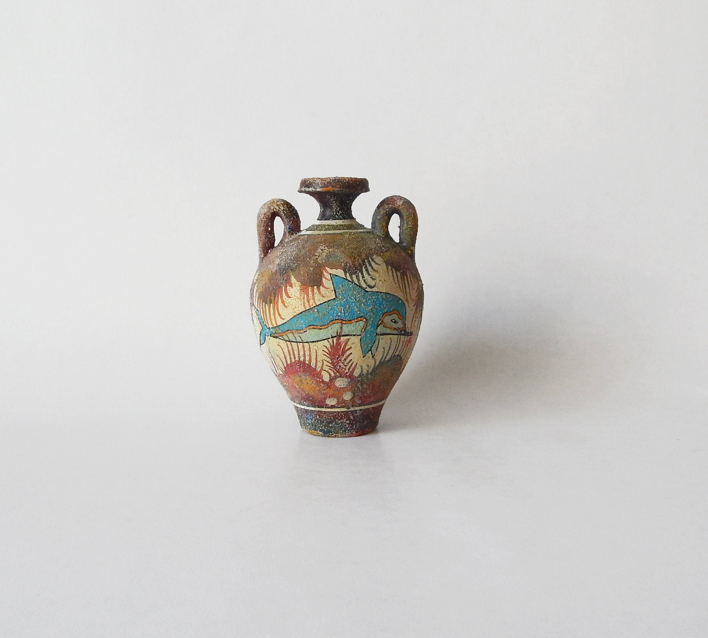 ミノア時代の陶器スタムノス - イルカ - 手描きギリシャ花瓶 - 美術館