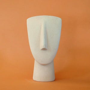 Handgjort stenhuvud i kykladisk avgud, antik grekisk figurin, museikopia