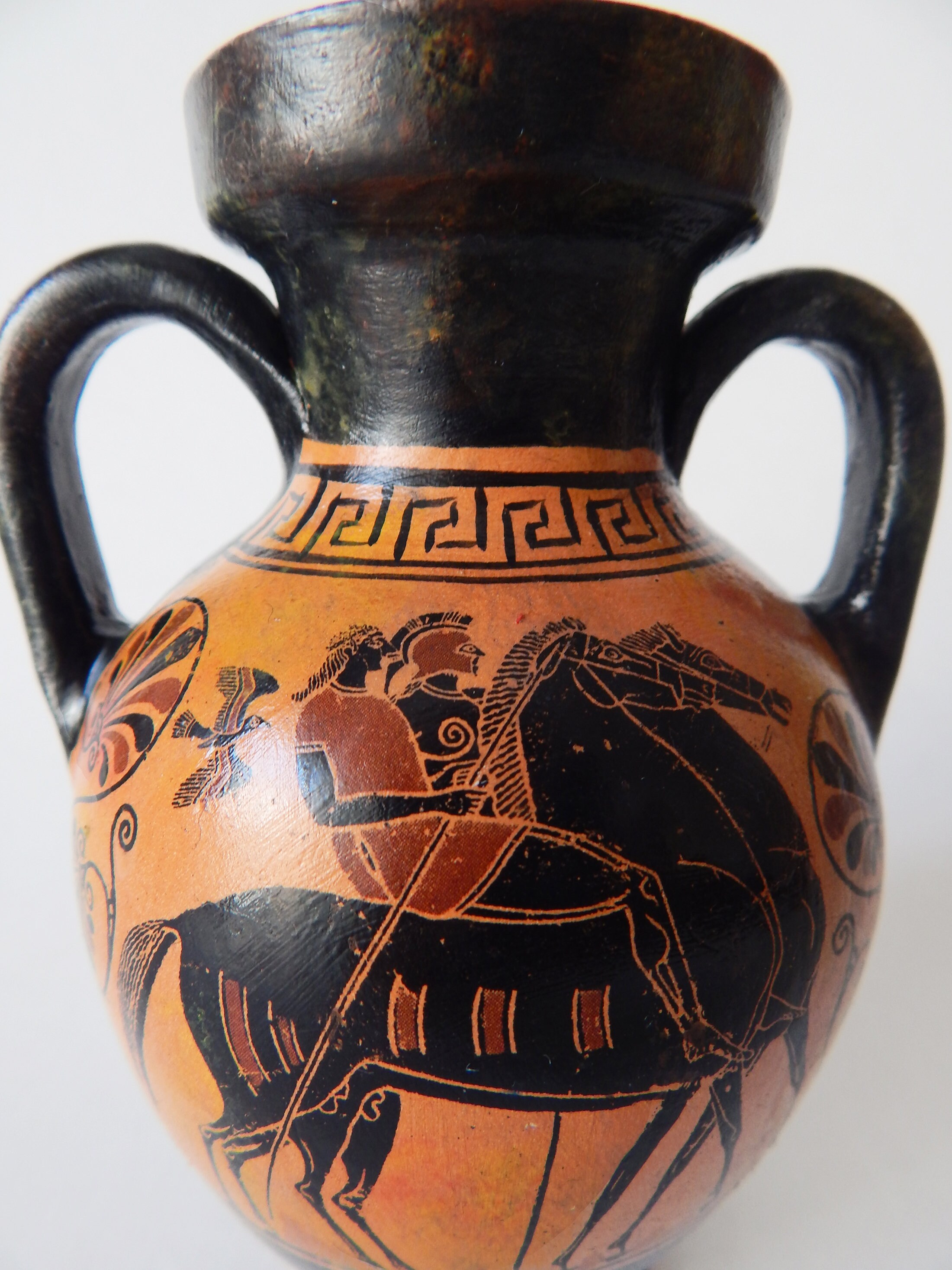 Athenian Black Figure Ceramic Amphora, Apollo, Dionysus and Athena