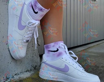 Baskets Air Force 1 violettes personnalisées, chaussures Air Force 1 personnalisées à la main, cadeau fête des mères pour femme