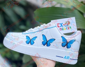 Custom Air Force 1 Shoes, Custom Air Force 1's, Cute Butterfly Painting Shoes, Birthday Gift For Women