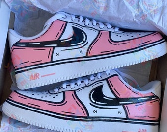 Baskets roses personnalisées Air Force 1, Air Force 1 personnalisées main, cadeau d'anniversaire pour femme