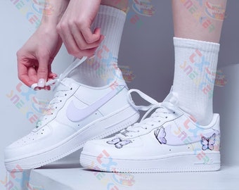Personalized Air Force 1 Shoes, Custom Air Force 1's, Butterflies Painting Shoes, Mother's Day Gift For Women