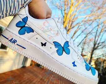 Custom Air Force 1 Sneaker, Custom Air Force 1's, Cute Butterfly Painting Shoes, Birthday Gift For Women