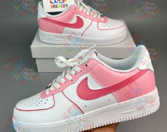 Chaussures Air Force 1 personnalisées rose layette, chaussures imprimées main Air Force 1, cadeau fête des mères pour femme