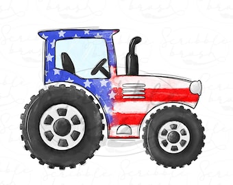 Design de sublimação de trator com a bandeira americana: 4 de julho PNG (arquivo digital para impressão)