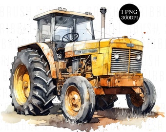 Farm Tractor PNG Clipart, Yellow Watercolour Tractor, Future Farmer Sublimation Printable PNG, Tractor Printable, DTG, Digital Download