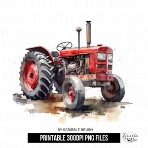 Watercolor Red Tractor PNG, Farm Tractor Clipart, Little Future Farmer Sublimation Printable png, Farm Life png, Digital Download