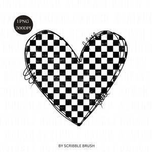 Heart Checkered Sublimation PNG: Retro Grunge Background (Digital Download)