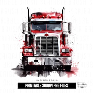 Red American Semi Truck Front PNG Clipart, Semi Truck Sublimation Design, Printable Truck PNG Illustration, Trucker PNG, Digital Download