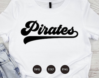 Pirates Svg, Pirates Baseball Svg, Pirates Retro Shirt Png, Pirates Jersey Svg files for Cricut, Silhouette, Brother, Engraving dxf files