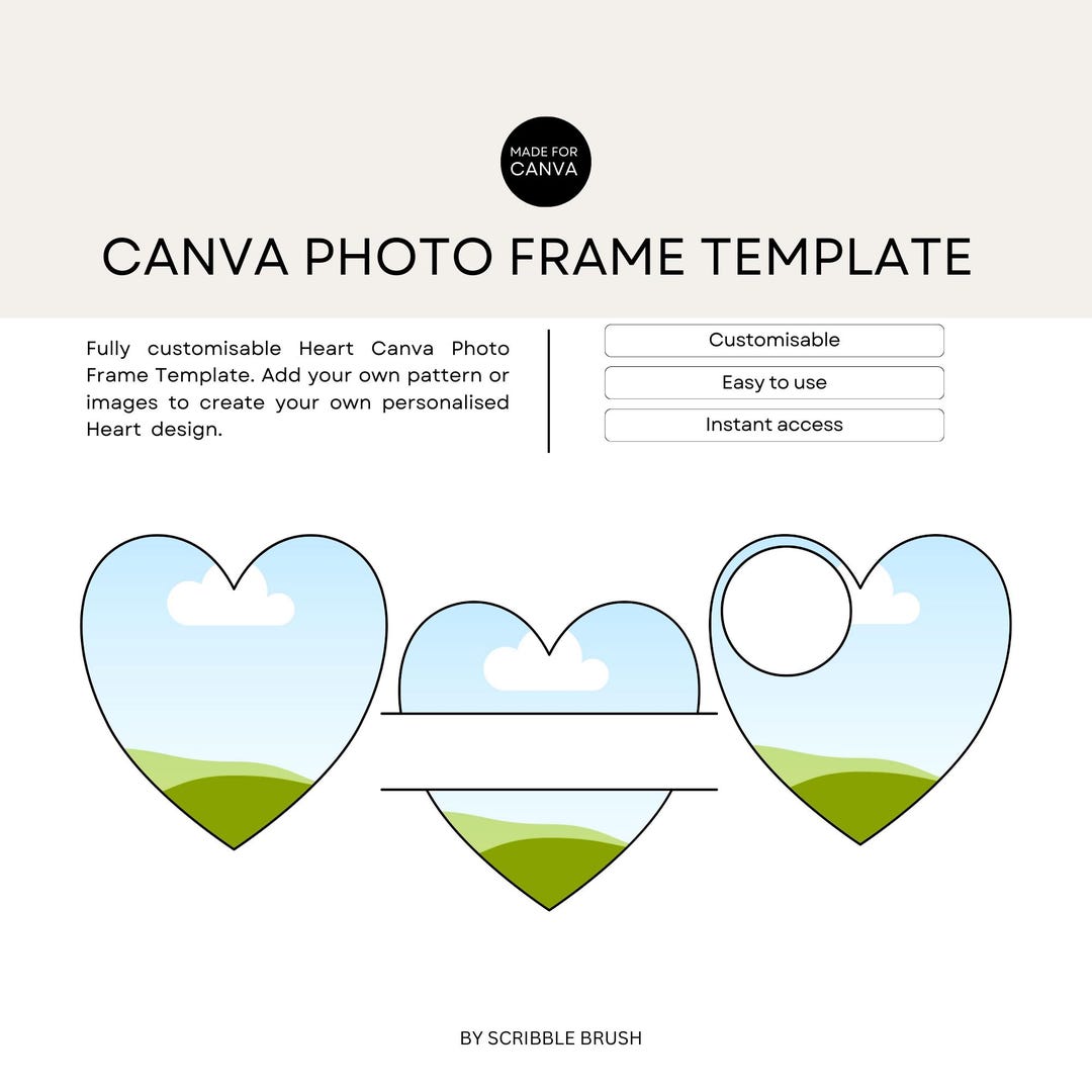 Canva Photo Frame Template, Valentines Day Heart Monogram Add Your Own ...