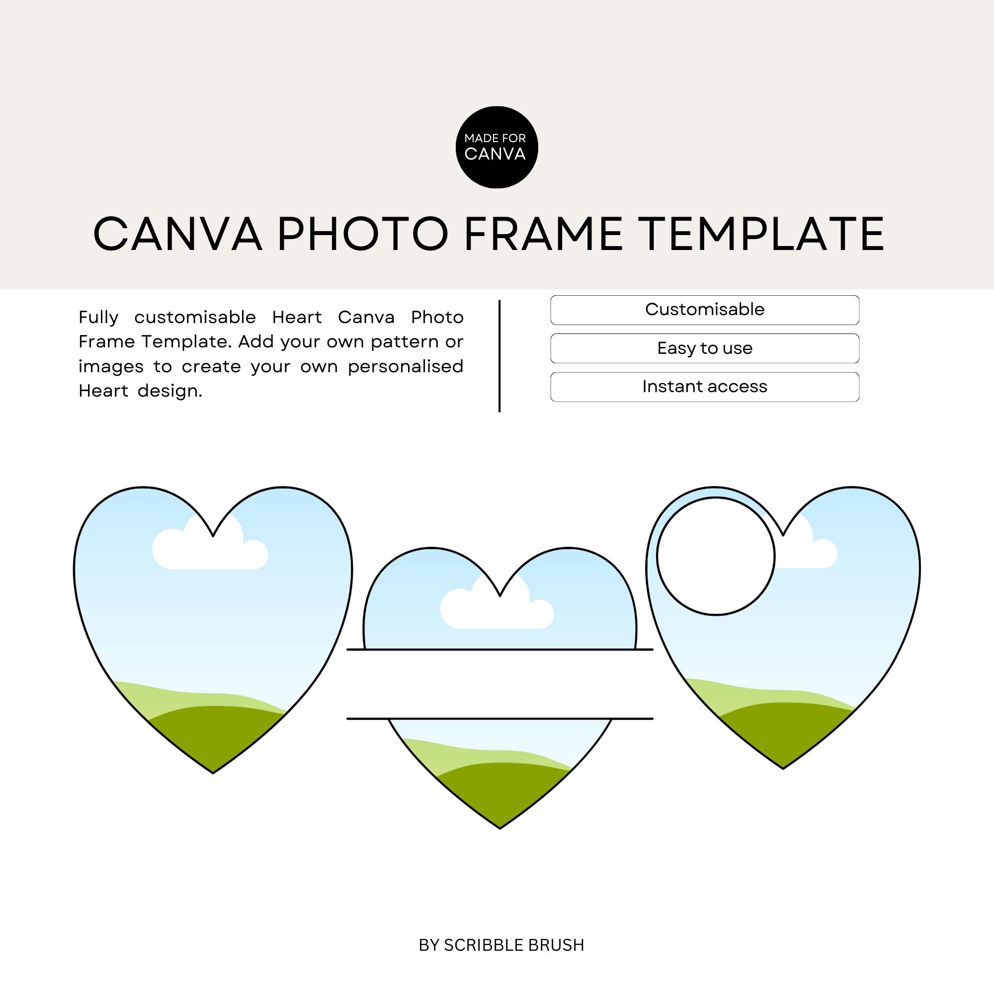 Canva Photo Frame Template, Valentines Day Heart Monogram Add Your Own ...