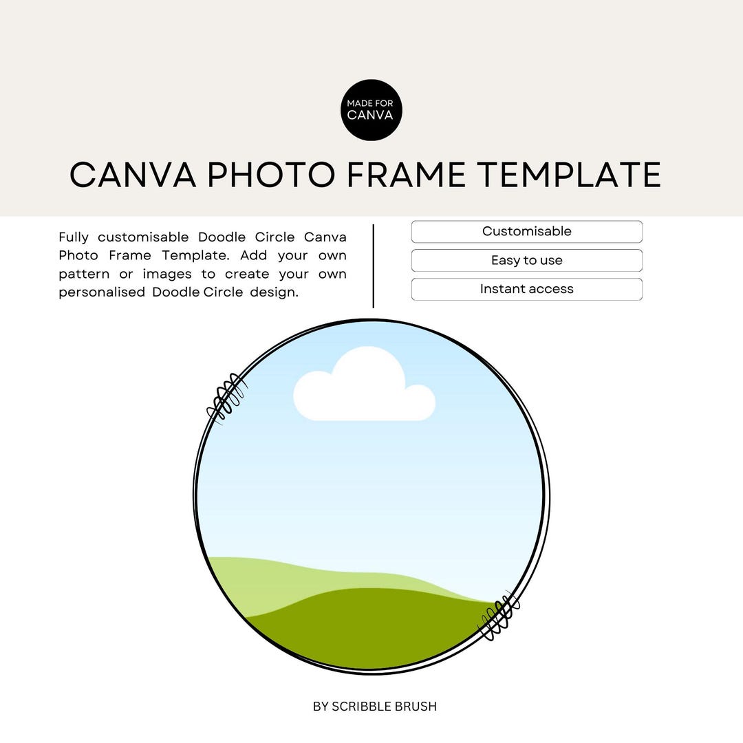 Add Your Own Pattern Sketchy Doodle Circle Photo Frame Canva Template ...