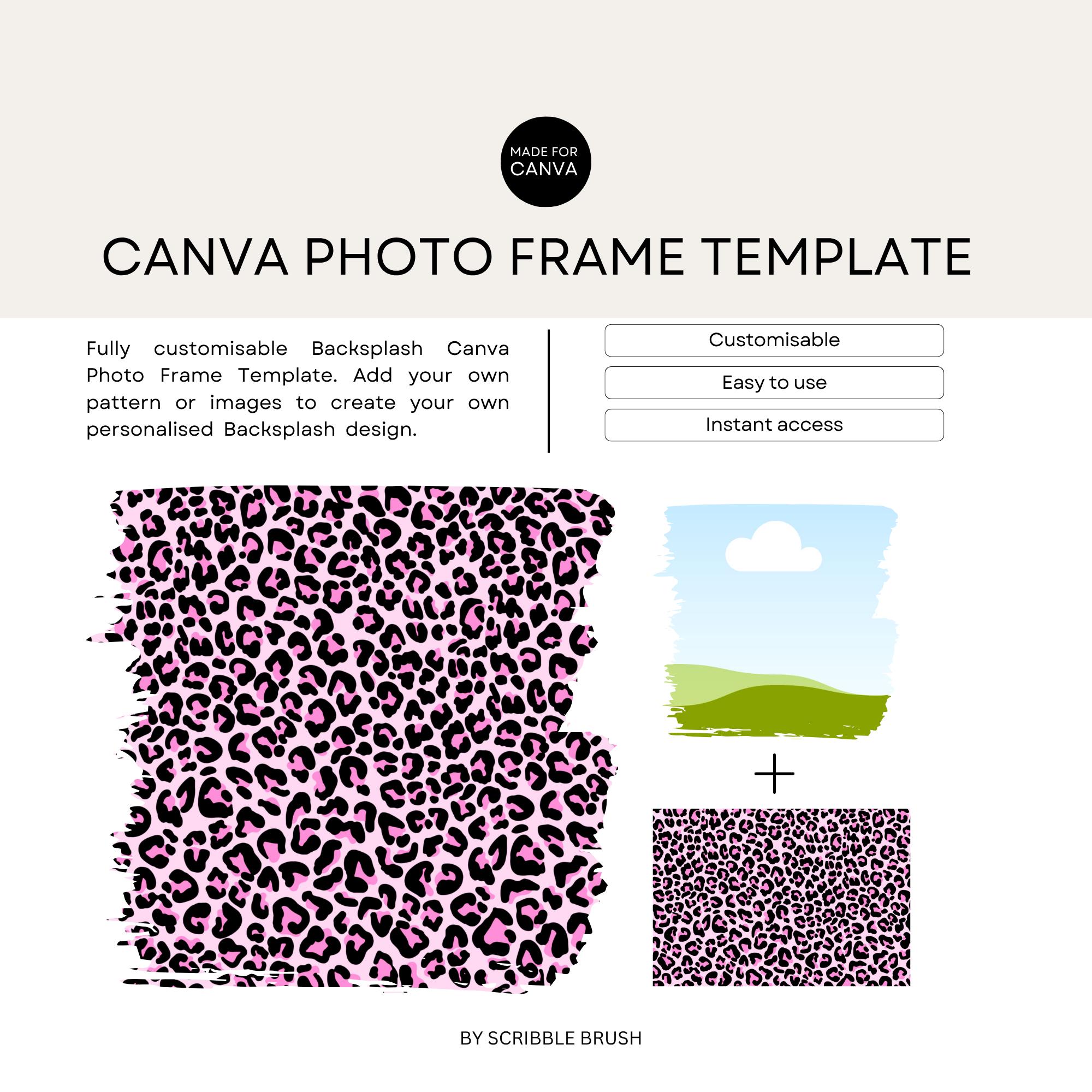 Canva Frame Template, Rectangle Backsplash, Editable Splash Photo Frame ...