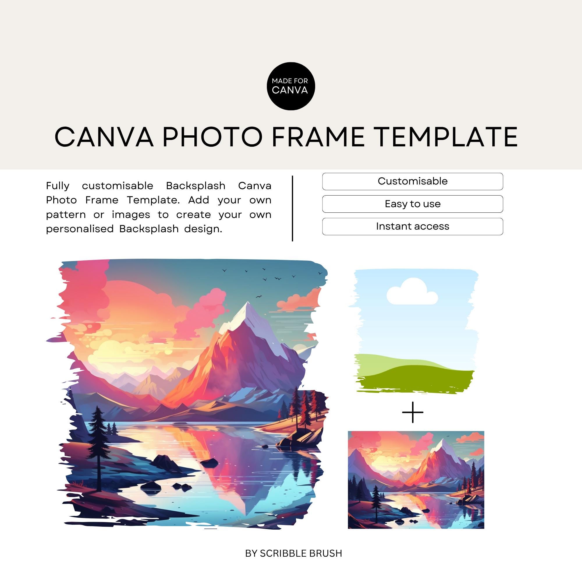 Canva Frame Template, Rectangle Backsplash, Editable Splash Photo Frame ...