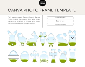 Canva Frame Template, Easter Shapes Photo Frames, Editable Easter Photo Fill, Create Your Own Drag and Drop Easter Spring Canva Photo Frames