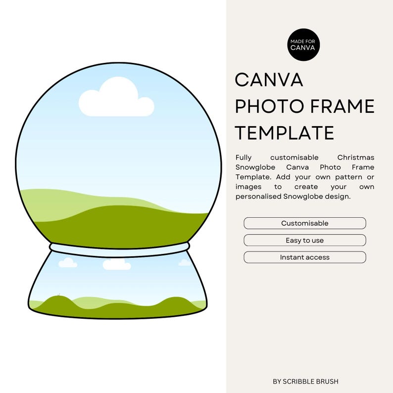 Drag and Drop Christmas snowglobe Canva Photo Frame Template, Customisable Canva Photo Frame, create your own Canva template