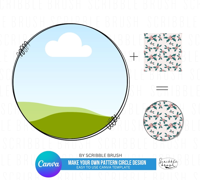 Canva Frame Template Add Your Own Pattern Photo Circle Photo Etsy