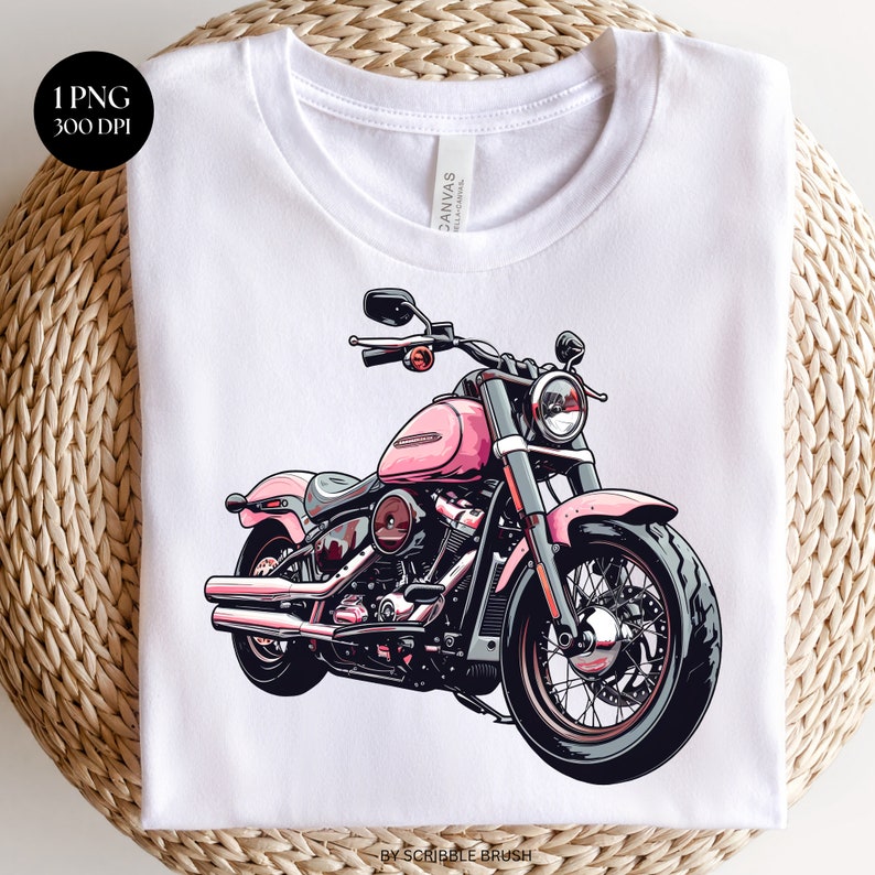 Pink Motorcycle PNG Sublimation Design, Girl Biker, Biker Wife Harley Motorcycle Png Clipart, Pink Motorbike Png, Biker T - Shirt Design