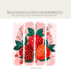 Coups de pinceau fraises PNG, doux été, marché, aquarelle tendance coup de pinceau sublimation chemise design, clipart, téléchargement numérique