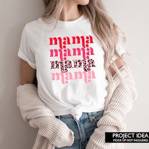 Pink Stacked Mama Sublimation PNG Design, Valentines Day Stacked Mama PNG, Leopard Print Mama PNG Printable, Digital Download, DTg