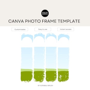 Canva Photo Frame Template, Distressed Brush Strokes Photo Frame Canva Template, Add Your Own Pattern Photo, Drag and Drop Canva Frame