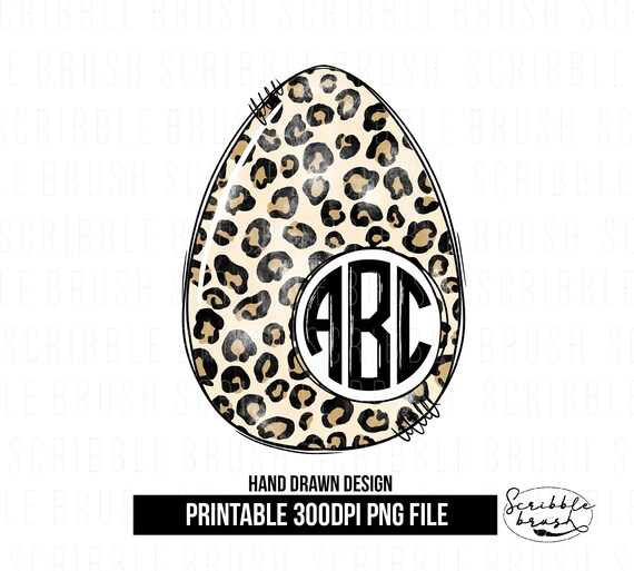 Circle Monogram Easter Egg Digital Download Leopard Print Easter Egg Sublimation PNG Design DTG Distressed Leopard Egg Printable PNG
