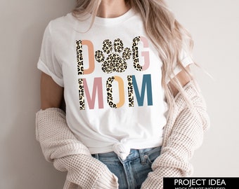 Leopard Dog Mom PNG: Boho Paw Print Sublimation Design (Digital Download)