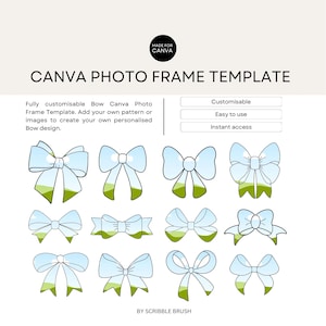 Bow Photo Frame Canva Template: Drag & Drop Design (Digital Download)