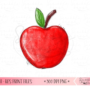 Red Apple Sublimation PNG, Hand Drawn Apple Printable PNG, School Teacher Sublimation, Teacher Shirt Design png, Printable png, Apple DTG