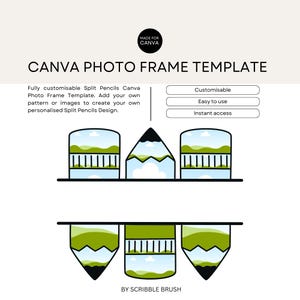 Split Pencils Canva Frame Template: Back to School Drag and Drop Frames (PDF)