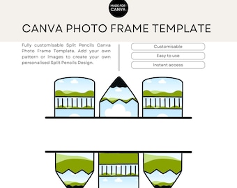 Canva Frame Template, Blank Split Pencils, Editable Back to School, Create Your Own Drag and Drop Alpha Set Canva Teacher Photo Frame