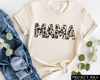 Leopard Print Mama Shirt Design: Hand Drawn PNG (Digital Download)