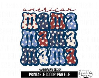 American Mama 4th of July PNG: Retro Patriotic Design (Digital Download)