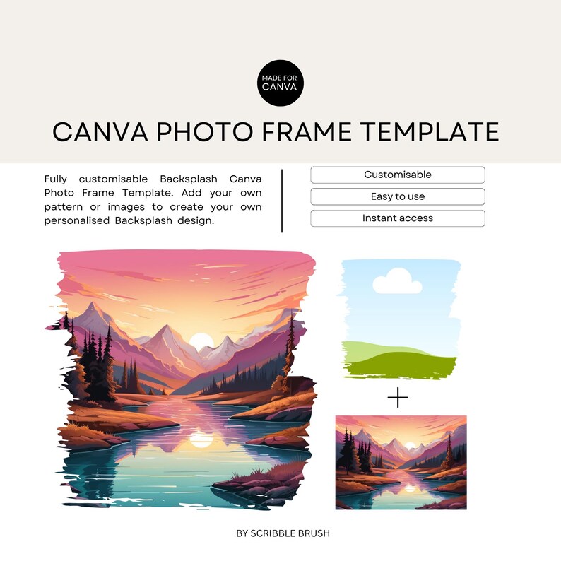Canva Frame Template, Rectangle Backsplash, Editable Splash Photo Frame ...