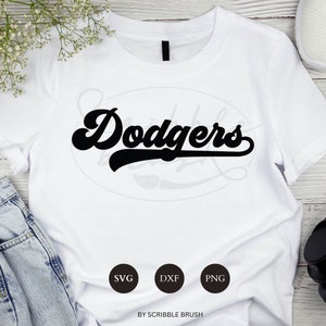 Dodgers Baseball Team svg cut files, Dodgers svg, Game day, Printable PNG, Laser Engraving DXF, Baseball Shirt, sweatshirt, jersey, Baseball mom, mama, dad, flat white shirt mockup