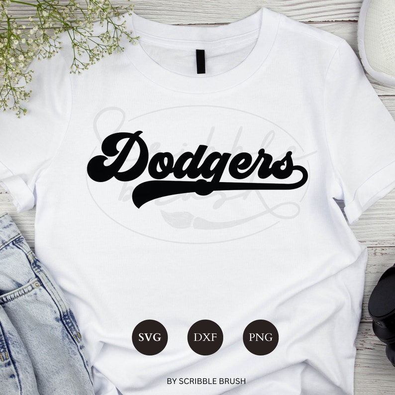 Dodgers Baseball Team svg cut files, Dodgers svg, Game day, Printable PNG, Laser Engraving DXF, Baseball Shirt, sweatshirt, jersey, Baseball mom, mama, dad, flat white shirt mockup